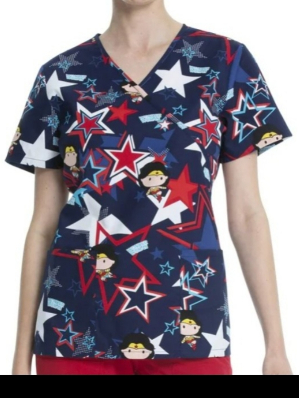 DC Comics Wonder Woman scrub top sz M